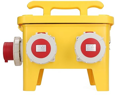 Industrial Socket Box, Construction Site Power Distribution Box 4 Portable Sockets and PC Reading