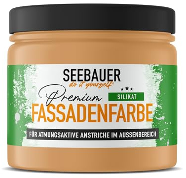 SEEBAUER diy Silikat-Fassadenfarbe Orange 300ML für Außen (No. 519 Tangerine Temptation) Atmungsaktive Mineralfarbe für Fassaden - Geeignet für Putz, Mauerwerk und Beton