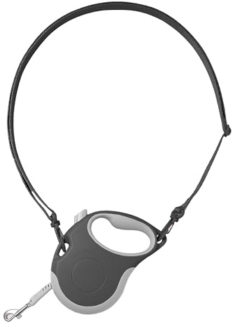 Upgraded Retractable Dog/Cat/Pet Leash with Crossbody Strap - 5 meters/16 feet, Black | Hands Free, Wearable | Durable Ergonomic One Handed Brake, Pause, Lock | Tangle Free Truelove (Small)