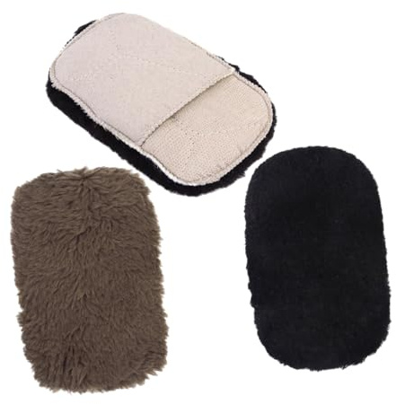 Ipetboom 3pcs Large Thick Handheld Shoe Wipe Gloves for Leather Care Soft Polishing Mitts with Full Hand Coverage for Shoe Cleaning Boot and Sneaker Sole Polisher Gentle Shine Random Color