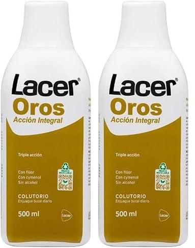 LACER OROS - Colutorio 500 ml, Enjuague Bucal, Protección Bucodental Integral, Triple Acción, Previene el Sangrado, Reduce la Sensibilidad Dental, Protege Contra la Caries (Paquete de 2)