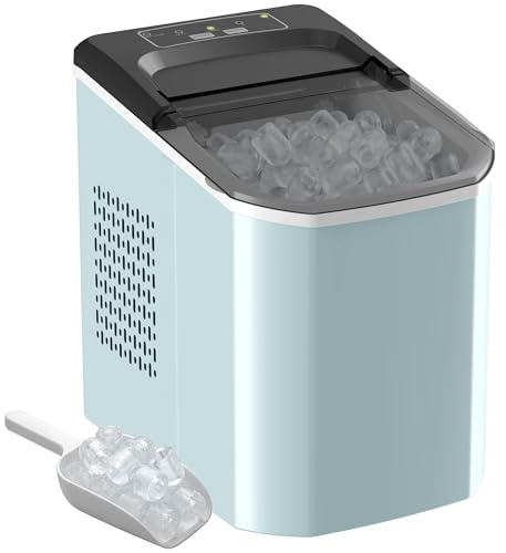 HOMCOM Máquina de Hielo Autolimpiable 12 kg/24H 9 Cubitos 1,5L Azul
