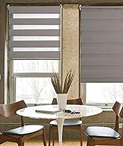 Madecostore Doppelrollo, für Tag/Nacht, Taupe, 65 x 190 cm, Befestigung mit oder ohne Bohren, passende Kette