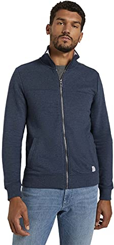 TOM TAILOR Herren Sweatjacke mit Stehkragen, 19024 - Sky Captain Blue White Melange, L