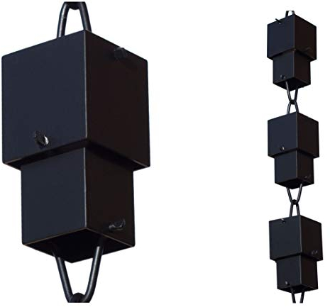 Monarch Rain Chains AluminumMulti Cube Rain Chain, 8.5 Ft Black Powder Coated Aluminum Decorative Rain Catcher Chain for Gutters, Large Rain Chains for Outside