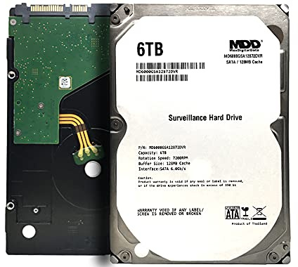 MDD MAXDIGITALDATA 6TB 7200RPM 128MB Cache SATA 6.0Gb/s 3.5-inch Internal Hard Drive for Surveillance (MD6000GSA12872DVR) - 3 Years Warranty (Renewed)