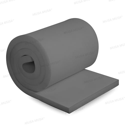 MUSA Upholstery Foam High Density Grey Sheet Replacement Sofa Seat Cushions Seat Pad Dining Seat Stool Chair Seat Padding ask Any Size (16 x 16 x 1 inch)