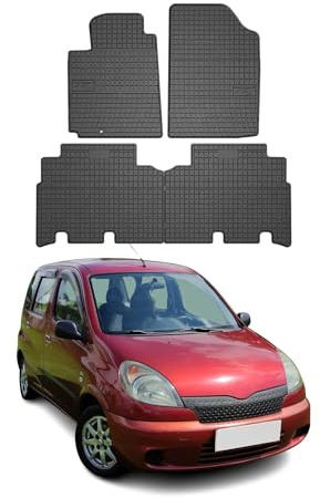 OMAC Gummi Fußmatten kompatibel mit Toyota Yaris Verso 1999-2005 Automatten Schwarz 4X