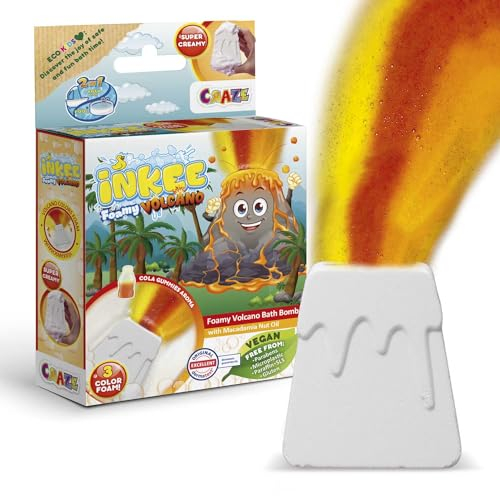 INKEE Foamy Volcano, Vulcano schiumoso, Bombe da bagno bambini, profumo di fragola, schiuma lavica, bomba da bagno vulcano, giocattoli da bagno