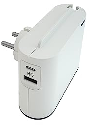 LEGRAND Adaptadores 2P, 2 Tomas de enchufes/Corriente Laterales, Puertos USB Tipo A y C, Ladron de enchufes, Color Acabado Blanco/Gris Oscuro 694593