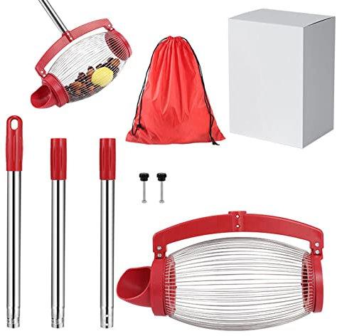 Collecteur De Noix, Cueille Fruit avec Manche Telescopique, Rouleau Ramasse Noix Noisettes Fruit, Cueille Fruits, Outils Manuels D'extérieur Légers pour Pacanes, Châtaignes