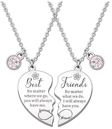 BOHJPIS 2 Pcs Gifts for Women Friendship Necklace Set Gifts For Birthday Teenage for Christmas Gifts for Women Mum Wife Present (Pink)