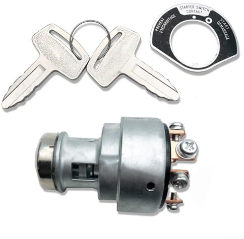 Interrupteur à clé d'allumage compatible avec les tondeuses à gazon diesel et à gaz Kubota avec 2 clés de rechange fournies