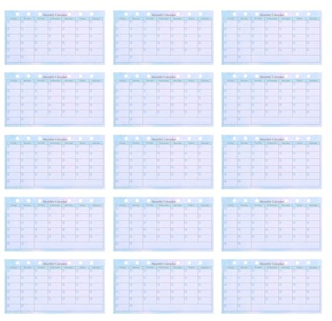 TOGEVAL Recambios para Planificador Mensual A6 6 Anillas Papel Organizador de Presupuesto Semanal Insertos de Calendario Mensual en Papel Grueso Diseño Degradado 14 Hojas por Unidad