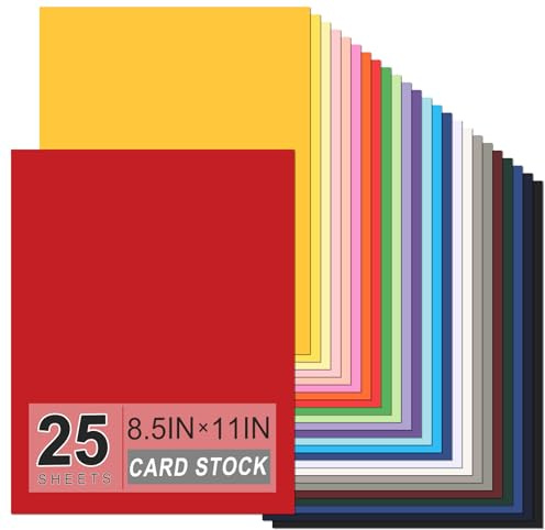 180gsm Coloured Card A4, 25 Assorted Colours Thick Craft Card | Coloured Card A4 Pack Assorted, Craft Paper for Cards Making, Printing, Scrapbook, Birthday Party Decorations 25 Sheets