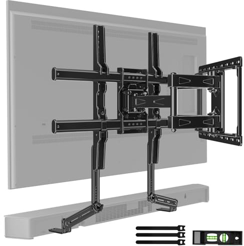 HOME VISION Full Motion TV Mount with Soundbar Bracket, 32-85 TVs, 132 lbs