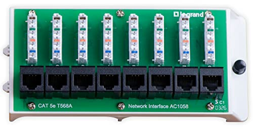 Legrand - OnQ Cat5e Network Interface Module, Wifi Module with 8 Ports, Network Box Provides Connectivity to Ethernet Connected Devices, Black, AC1058