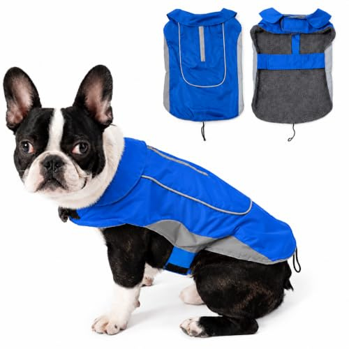 Morezi Dog Warm Coats Jackets Waterproof Coats with Harness Hole Puppy Coat for Small Medium Dogs - Blue - XXXL
