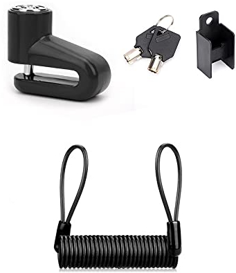 Candado de Freno de Disco de Acero Antirrobo con 1.5M Cuerda de Recordatorio para Scooter, Bicicleta y Motocicleta