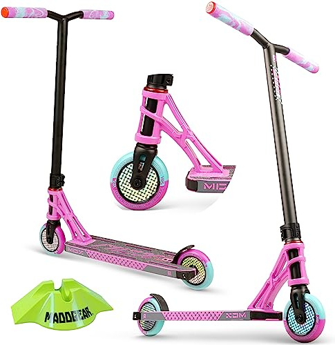 Madd Gear MGX S2 Trick Scooter - Complete Pro Scooter with New 5 Aircraft Grade Aluminum Deck - Best Pro Scooter for Kids 4 and Up - BMX Freestyle Stunt Scooter - Pink