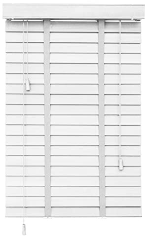 Jolan Indoor Venetian Blinds,White Wooden Blinds,Blackout/Heat Insulation,50mm Wide Slats,Windows Treatment Shutters,Real Wood Venetian Blinds With Tape,Easy Fit Curtains,W×H-90x160cm/35.5x63in
