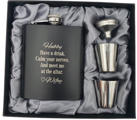 HW Bride & Groom Flask - Wedding Gift for Him