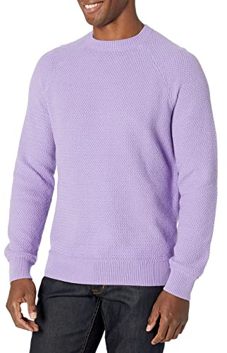 Amazon Essentials Felpa Girocollo Oversize in Cotone Testurizzato Uomo, Lavanda, L