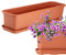 KADAX Blumenkasten 60 cm Terracotta mit Untersetzer – Balkonkasten aus Kunststoff, Pflanzkasten für Innen- und Außenbereiche, Blumentopf für Balkon, Terrasse, Fensterbank