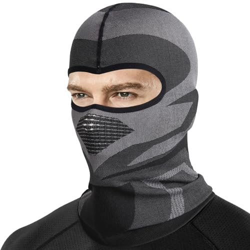WTACTFUL Sturmhaube Motorrad Sommer Atmungsaktiv Vollgesichtsmaske Motorrad Maske für Herren Damen Winter Fahrrad Snowboarden Schwarz
