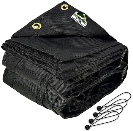 FoundGo 7' x 18' Dump Trailer Tarp [18oz] Heavy Duty Dump Truck Mesh Tarp with Grommets Vinyl Coated Waterproof Truck Cover with Double Pocket incl. 4X Elastic Rope