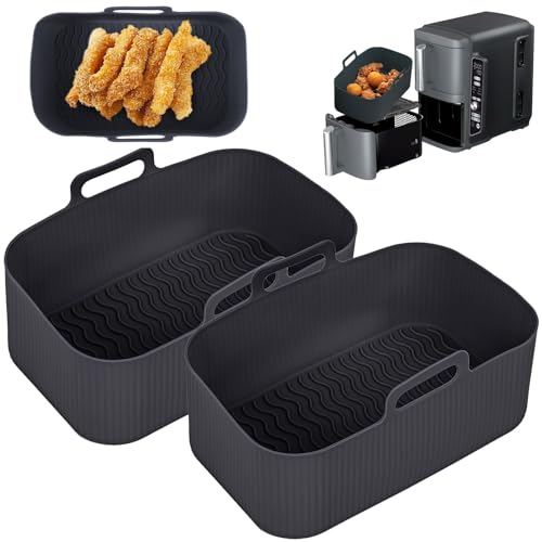 Cathpetic 2PCS Ninja Double Stack XL 9.5L SL400EU Silikonform Zubehör,Speziell für Ninja SL400EU Silikonform Zubehör Schwarz
