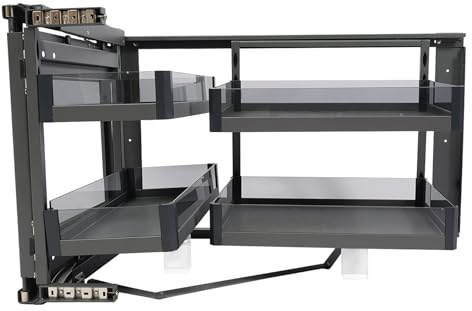 CUBELLIN Blind Corner Cabinet 2 Tiers Pull Out Corner Cabinet with 4 Detachable Shelves Left or Right Pull Out Organizer for 14 Inch Opening