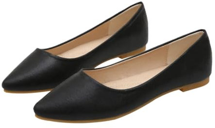 VALICLUD Women's Flat Bean Shoes Casual Pointed Toe Slippers Comfortable Ballet Flats for Work Daily Life Black