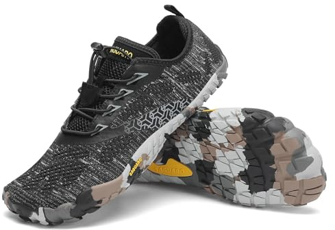 SAGUARO Scarpe da Trail Running Uomo Donna Scarpe da Barefoot Antiscivolo Traspirante Scarpe Minimaliste per Outdoor e Indoor Trekking Fitness Sesamo Nero 45 EU