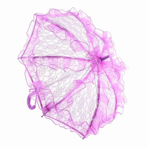 RIZGHWOY Brudparaply Utsökta Graciösa Spetsdesign för Bröllopsfirande Dekorationer Smidig öppen/nära för Fotografering eller Daglig Användning [olika färger] (Violett)