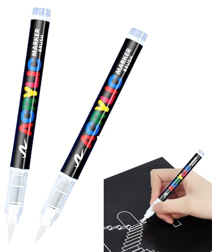 xianshi 2 Stück Weiß Textilstifte Waschmaschinenfest Weicher Stift 1-5mm Textilmarker Weiß,Textilmalstifte und Wasserfeste Stifte Textilfarbe Permanent Stoffmalstifte für T-Shirt Stoffbeutel Basteln