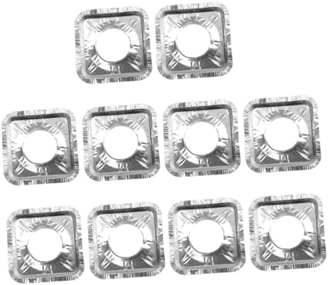 HEALEEP Feuilles D'aluminium Anti-Huile pour Cuisinière à Gaz Carrées 30 Pièces, Papier Résistant la Chaleur, Protection Réutilisable, Accessoires la Cuisine, Nettoyage Facile des Brûleurs