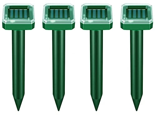 4X Repellente Solare per Talpe - Solare Repellente Zanzare - Repellente Ultrasuoni per topi, Impermeabile Scaccia Talpe Solare, Repellente ad energia Solare per Anti-Arvicola,Gopher,Serpent- green