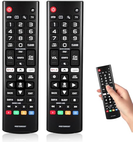 2 pièces Télécommande Universelle pour LG téléviseur UHD OLED QHD NanoCell 4K 8K Smart TV - Télécommande de Rechange pour AKB75095308 AKB73715601 AKB74915324 AKB338 AKB696 AKB729 AKB744 AKB753 Series