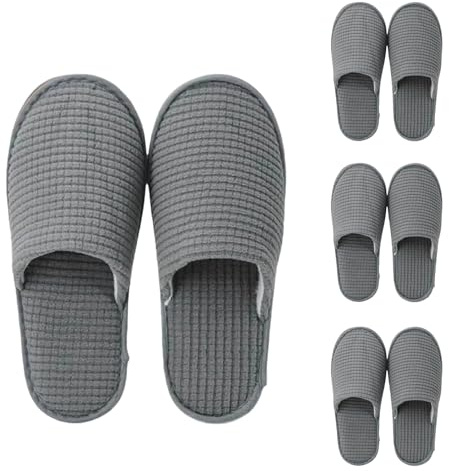 Miayical 4 Paia Ciabattine Spa Morbide,Punta Chius Slipper,Pantofole Monouso,Ciabatte Ospiti,Pantofole Hotel per Casa,Viaggio,Sauna,Alberghiera,Commerciale,Suola Antiscivolo,Lavabili,Grigio