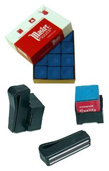 Craie billard master bleu 12 unit?s + porte-craies magn?tique