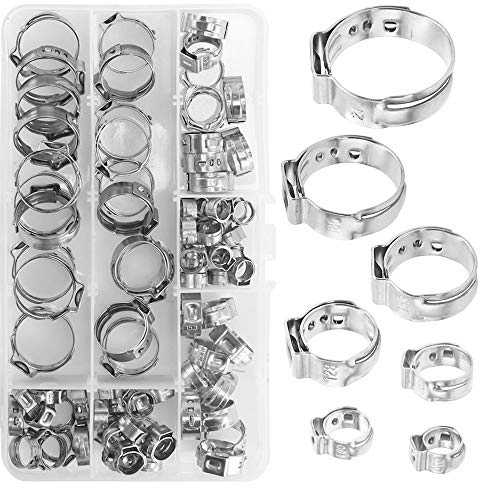 NACTECH 85pcs Collier de Serrage Tuyau en Acier Inoxydable Attache Tuyau Clips 6-21mm Collier de Serrage Metallique pour Tuyaux Conduit Tuyauterie Tube Eau Gaz