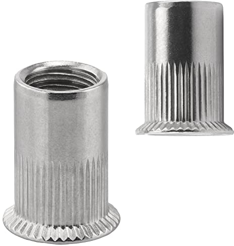 FASTON® Senkkopf Einnietmuttern Rundschaft M8x19 mm Edelstahl A2 V2A (50 Stück) Blindnietmutter Blindmuttern Rund Gewinde Offen Gerändelt Nietmuttern Gewindenieten