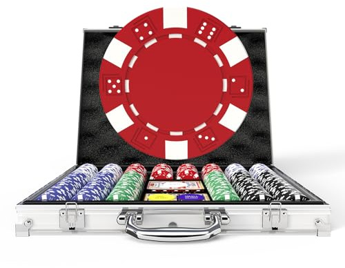 HEITOK Poker Chips, 500PCS Poker Chip Set with Aluminum Travel Case, Waterproof of 11.5 g Poker Set for Texas Holdem Blackjack Gambling