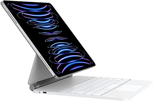 HOU Clavier iPad Air 13 2024(2025 M3/2024 M2),Clavier iPad Pro 12,9 (6e, 5e, 4e, 3e génération - 2022, 2021, 2020, 2018) avec pavé Tactile Trackpad Magic Keyboard AZERTY,Blanc