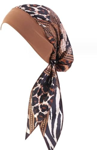2 hjälmar för kemoterapi, hijab för kvinnor, afrikansk hijabhatt, bekvämt elastiskt pannband för peruker, frisyr (svart och brun), svart, one size