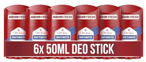 Old Spice Whitewater Deostick für Männer, 6x50 ml, 24/7 Frischhh bei täglicher Anwendung, lang anhaltender Duft in Parfumqualität, Schutz vor Gerüchen, Ohne Aluminiumsalze