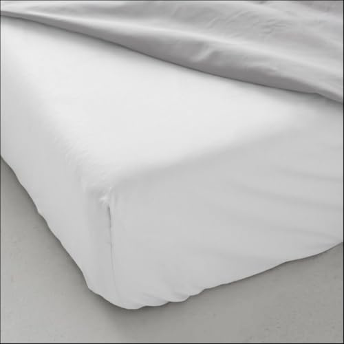 Pack 2 Sabanas Bajeras 150x190 Ajustables - Sabanas Algodón 50% - Poliéster 50%, Blanco, Ecológico, Tacto Suave, Tejido Resistente y Sin Químicos. Alta Comodidad. (2, Cama 150 x 190/200 cm)