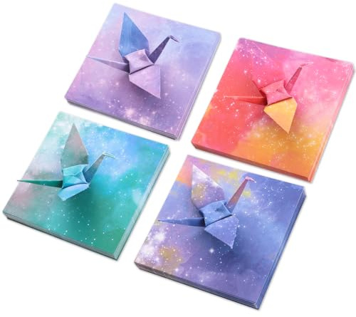 Giantree Origami Paper Kit - 400 Double Sided Sky & Galaxy Pattern Sheets, 3.75 Inch Square, Ideal for Arts & Crafts