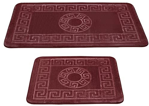 HOMELUX Badematte Badezimmerteppich rutschfeste Badteppich 2-teilig Badematten Set Wasserabsorbierend Badematte 60x100+60x50cm Rot
